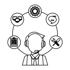 technical service and call center icon, vector illustration image