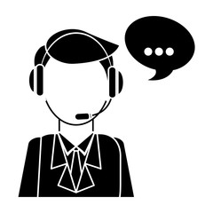 man headphone bubble icon image, vector illustration