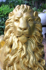 Golden lion statues.