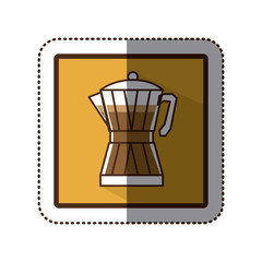 color sticker silhouette in square frame with glass jar of coffee with handle vector illustration