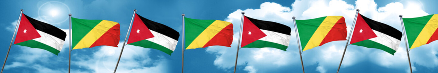 Jordan flag with congo flag, 3D rendering