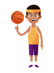afroamerican man player basketball with uniform headband vector illustration eps 10