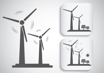 wind turbine icon and Solar panel icon
