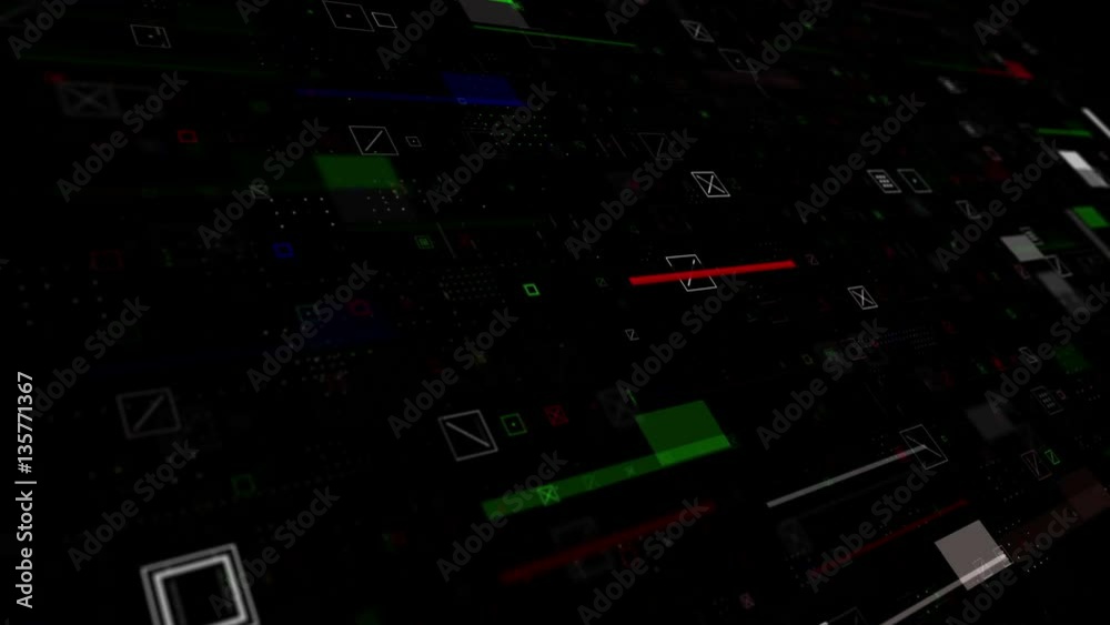 Poster abstract particle background. a lot of small detail and elements. crosses, squares and glitch elemen