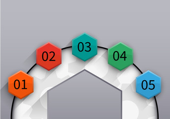 infographics semicircle timeline of business data