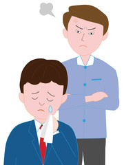 男子高校生の息子を叱る父親