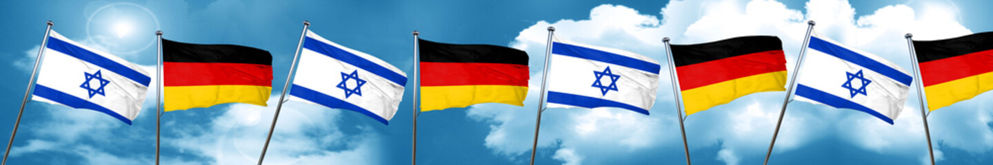 Israel flag with Germany flag, 3D rendering
