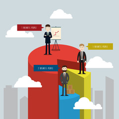 business three people chart vector illustration