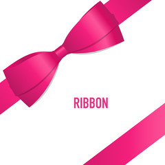 Shiny pink ribbon. Vector illustration.