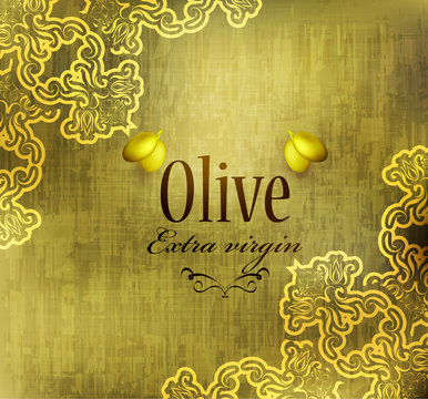 Olive label for packaging, vector illustration
