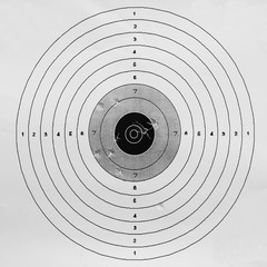 Made of Paper Target icon, sight sniper symbol on white paper background