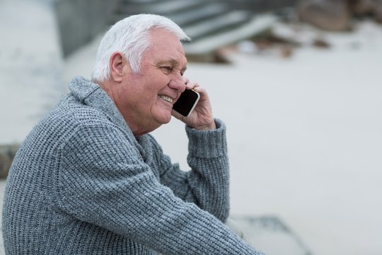 Senior Man Talking On Mobile Phone