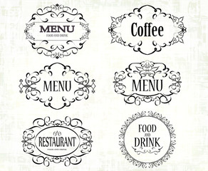 labels set menu for restaurants and cafe, vector illustration