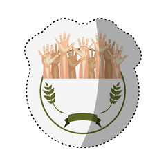 Human hands doing a symbol icon vector illustration graphic design