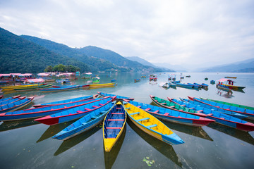 rowboat symbol of Phewa lakeshore in Pokhara city © Sunanta