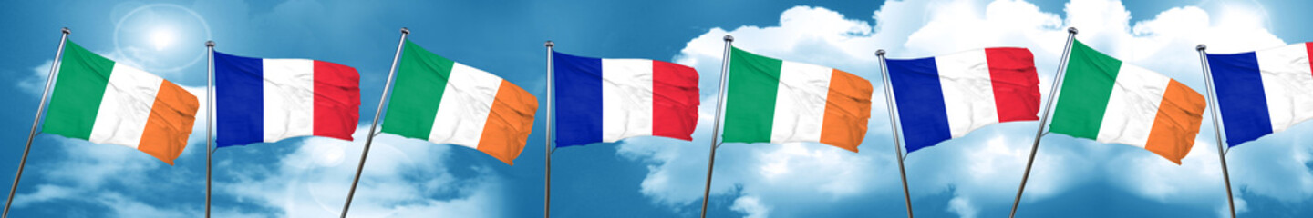 Ireland flag with France flag, 3D rendering