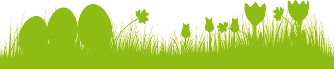 Fototapeta premium Ostern mit Wiese und Ostereiern
