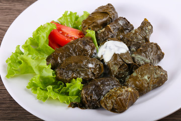 Dolma - stuffed meat in grape leaves