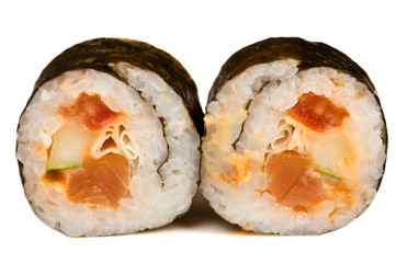 beautiful sushi rolls isolated on white background