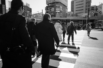 Shinjuku, Tokyo - January 7, 2014: Street view of Shinjuku. Shin