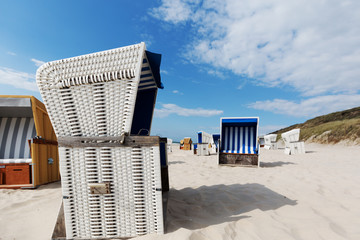 Fototapeta na wymiar Close-Up on Sylt Beach Chair / Germany