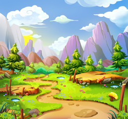 The Fairy Land. Video Game's Digital CG Artwork, Concept Illustration, Realistic Cartoon Style Background 
