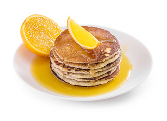 Pancake with orange slices