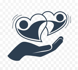 hand holds two loving hearts black and white i