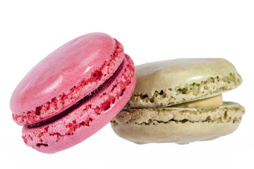 Colorful cookies of macaroon isolated on white background.