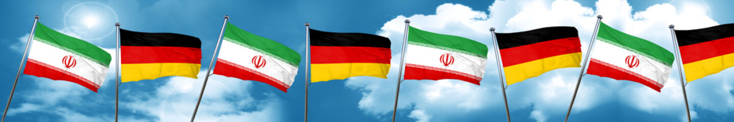 iran flag with Germany flag, 3D rendering