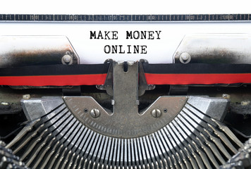 MAKE MONEY ONLINE  typed words on a Vintage Typewriter Conceptual