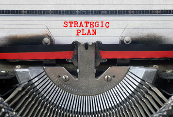 STRATEGIC PLAN Typed Words On a Vintage Typewriter Conceptual