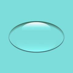 clear drop on a turquoise background on white background of vect