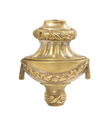 Old brass candle holder on white background