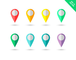 Map pins in flat design. Colorful pointer icons set.