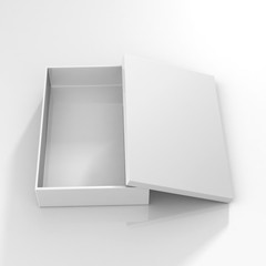 White Box for T shirt, Realistic Rendering of White Flat Cardboard Box on Isolated White Background, Ready for your Design, White Box Mock Up, 3D Illustration