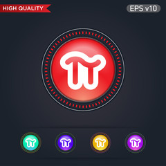 Pi icon. Button with pi icon. Modern UI vector.