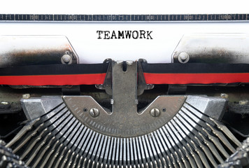 Teamwork typed words on a Vintage Typewriter Conceptual