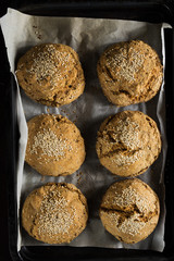 Baked cookies on a baking paper