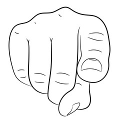 Pointing finger hand of monochrome vector illustration