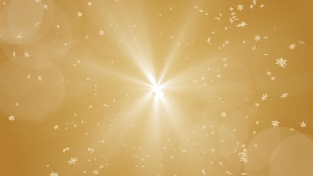 Spreading Snowflakes motion background -Golden color