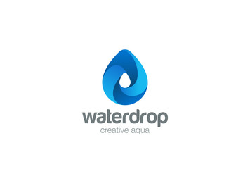 Water drop Logo design 3D vector. Waterdrop icon. Aqua droplet