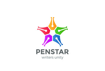 Pen Logo star design vector. Law Legal Lawyer Writer icon