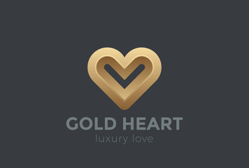 Heart Logo Valentine day love symbol. Luxury Golden jewelry icon