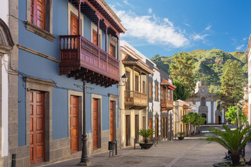 View of the main street of the village of Teror in gran canaria,