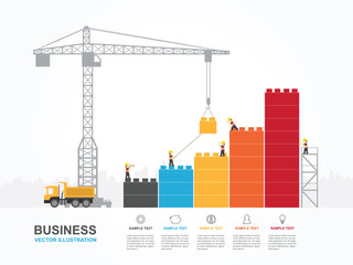 Infographic template with crane and building block. - 135784364