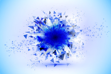 Vector abstract background. Particles blast. Digital graphic for brochure, website, flyer, print, poster, other design.