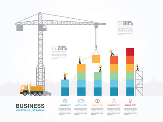 Infographic template with crane and building block.