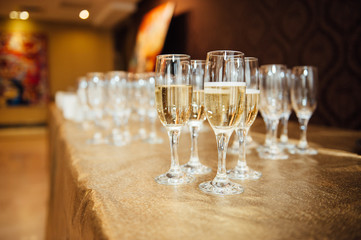 champagne glasses on the table, party 2017