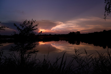 Sonnenuntergang am Murner See, Wackersdorf, Bayern